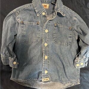 Vintage Li’l Route 66 Kids Blue Denim Button-Up Denim Long Sleeve Shirt